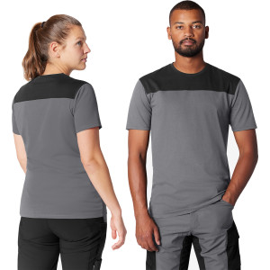 FHB Arbeits T-Shirt KNUT grau-schwarz Gr. L