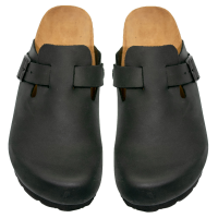 Leder Clogs schwarz 46