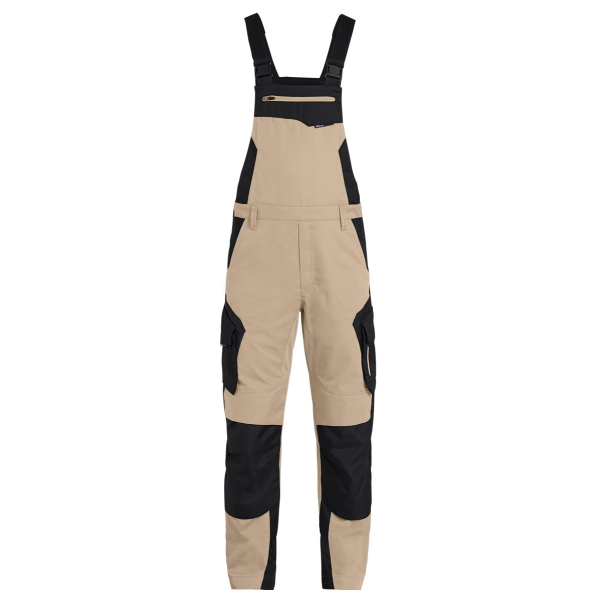 Latzhose beige-schwarz schlanker Sitz