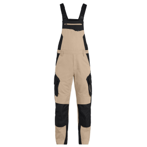 Latzhose beige-schwarz schlanker Sitz