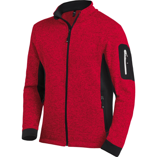 FHB CHRISTOPH Strick-Fleece-Jacke rot-schwarz