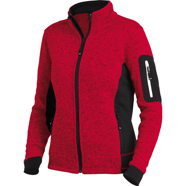 FHB Strick-Fleece-Jacke Damen MARIEKE rot-schwarz