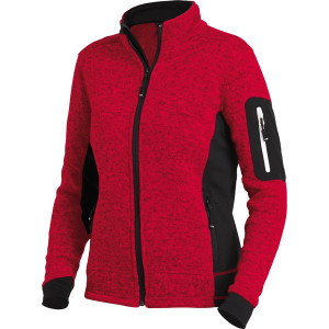 FHB MARIEKE Strick-Fleece-Jacke Damen rot-schwarz Gr. XL