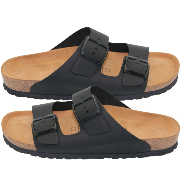 2 Riemen Soft LEDER-Sandalen schwarz