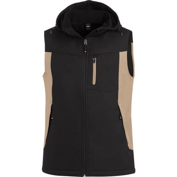 FHB Softshell Arbeits-Weste beige schwarz