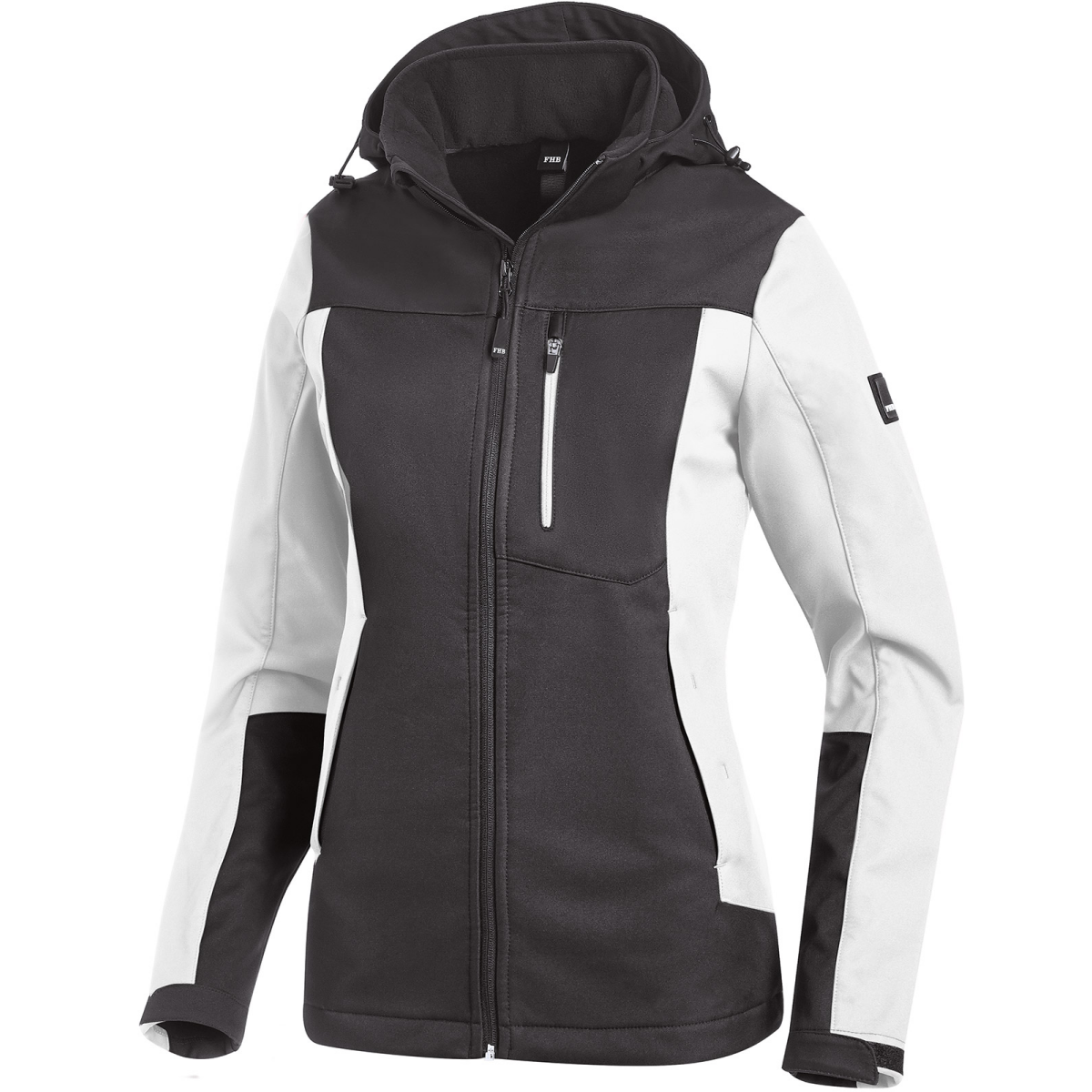 FHB JULIA Softshell-Jacke Damen weiß-anthrazit